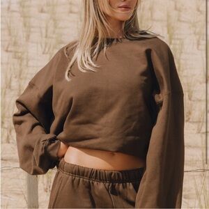 Daily Drills Brown Oversized Crewneck